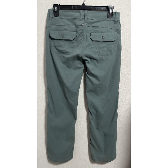 PrAna Halle Straight Smoky Blue Hiking Climbing Pants Stretch Roll-up Legs Sz 10 - Picture 12 of 13
